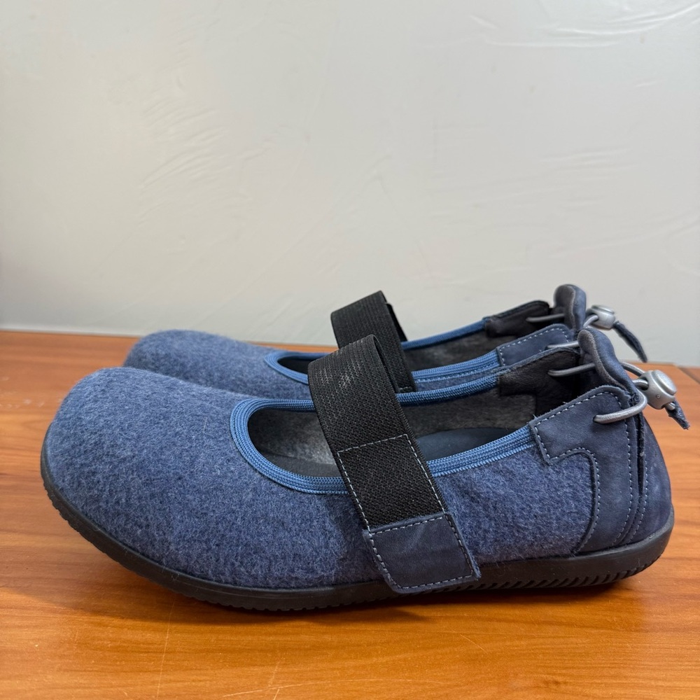 Pandere Skye Blue Wool Mary Jane‎ Round Toe Wide Toe Stretch Shoe Swollen Feet 9